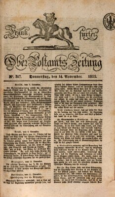 Frankfurter Ober-Post-Amts-Zeitung Donnerstag 14. November 1822