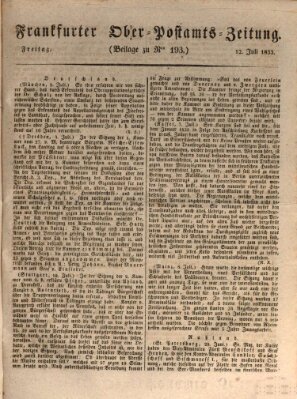 Frankfurter Ober-Post-Amts-Zeitung Freitag 12. Juli 1833