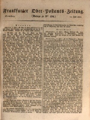 Frankfurter Ober-Post-Amts-Zeitung Samstag 13. Juli 1833