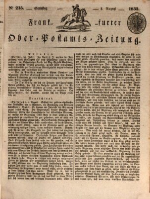 Frankfurter Ober-Post-Amts-Zeitung Samstag 3. August 1833