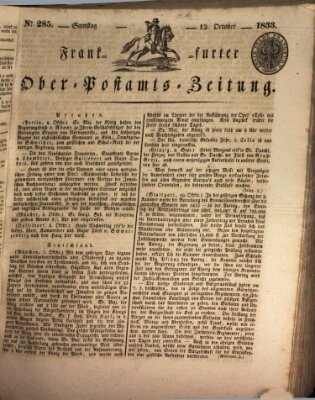 Frankfurter Ober-Post-Amts-Zeitung Samstag 12. Oktober 1833