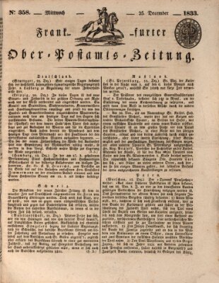 Frankfurter Ober-Post-Amts-Zeitung Mittwoch 25. Dezember 1833