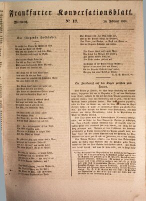 Frankfurter Ober-Post-Amts-Zeitung Mittwoch 26. Februar 1834