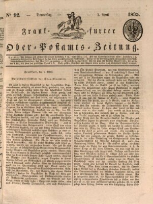 Frankfurter Ober-Post-Amts-Zeitung Donnerstag 2. April 1835