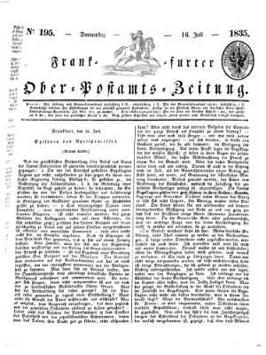 Frankfurter Ober-Post-Amts-Zeitung Donnerstag 16. Juli 1835