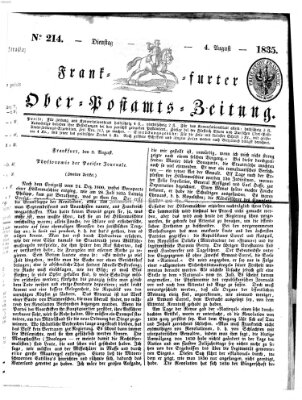 Frankfurter Ober-Post-Amts-Zeitung Dienstag 4. August 1835