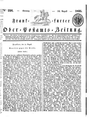 Frankfurter Ober-Post-Amts-Zeitung Sonntag 16. August 1835