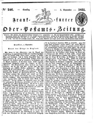 Frankfurter Ober-Post-Amts-Zeitung Samstag 5. September 1835