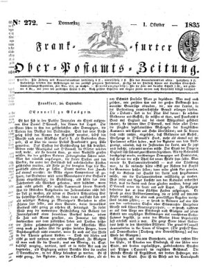 Frankfurter Ober-Post-Amts-Zeitung Donnerstag 1. Oktober 1835