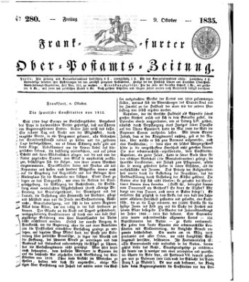 Frankfurter Ober-Post-Amts-Zeitung Freitag 9. Oktober 1835