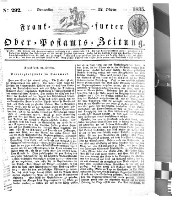 Frankfurter Ober-Post-Amts-Zeitung Donnerstag 22. Oktober 1835