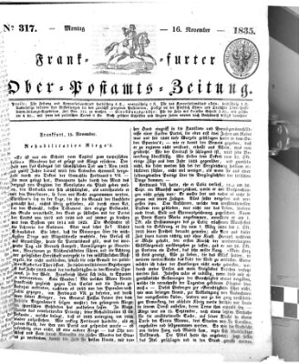Frankfurter Ober-Post-Amts-Zeitung Montag 16. November 1835