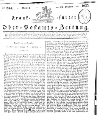 Frankfurter Ober-Post-Amts-Zeitung Mittwoch 23. Dezember 1835