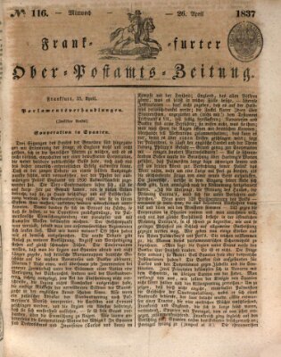 Frankfurter Ober-Post-Amts-Zeitung Mittwoch 26. April 1837