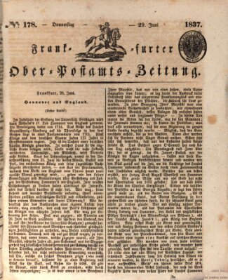 Frankfurter Ober-Post-Amts-Zeitung Donnerstag 29. Juni 1837