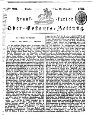 Frankfurter Ober-Post-Amts-Zeitung Dienstag 19. September 1837