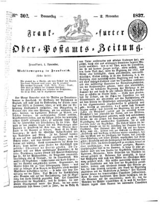 Frankfurter Ober-Post-Amts-Zeitung Donnerstag 2. November 1837