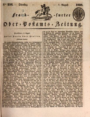 Frankfurter Ober-Post-Amts-Zeitung Dienstag 7. August 1838