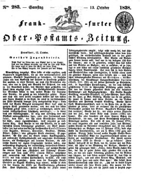 Frankfurter Ober-Post-Amts-Zeitung Samstag 13. Oktober 1838