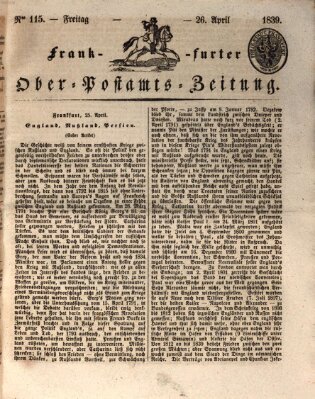 Frankfurter Ober-Post-Amts-Zeitung Freitag 26. April 1839