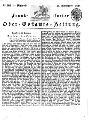 Frankfurter Ober-Post-Amts-Zeitung Mittwoch 25. September 1839