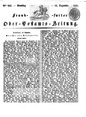 Frankfurter Ober-Post-Amts-Zeitung Samstag 14. Dezember 1839