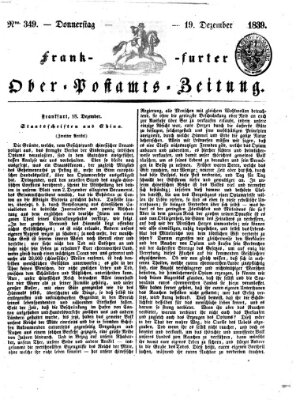 Frankfurter Ober-Post-Amts-Zeitung Donnerstag 19. Dezember 1839