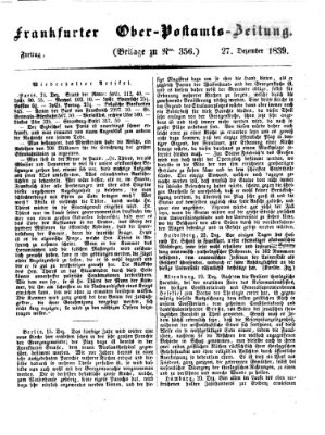 Frankfurter Ober-Post-Amts-Zeitung Freitag 27. Dezember 1839