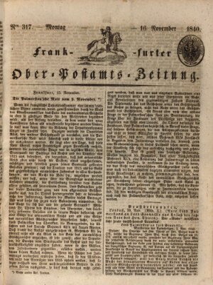 Frankfurter Ober-Post-Amts-Zeitung Montag 16. November 1840