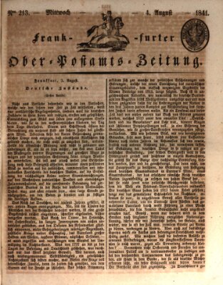 Frankfurter Ober-Post-Amts-Zeitung Mittwoch 4. August 1841