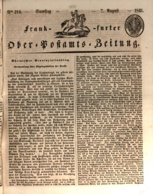 Frankfurter Ober-Post-Amts-Zeitung Samstag 7. August 1841