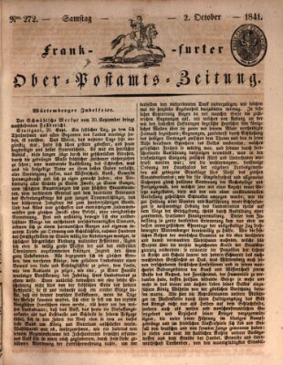 Frankfurter Ober-Post-Amts-Zeitung Samstag 2. Oktober 1841