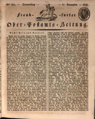 Frankfurter Ober-Post-Amts-Zeitung Donnerstag 11. November 1841