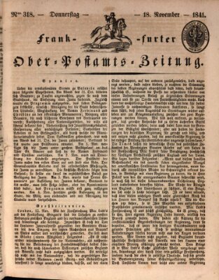 Frankfurter Ober-Post-Amts-Zeitung Donnerstag 18. November 1841