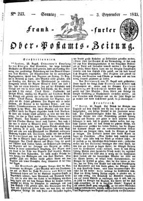 Frankfurter Ober-Post-Amts-Zeitung Sonntag 3. September 1843