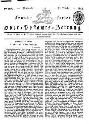 Frankfurter Ober-Post-Amts-Zeitung Mittwoch 18. Oktober 1843