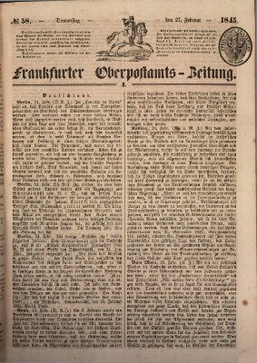 Frankfurter Ober-Post-Amts-Zeitung Donnerstag 27. Februar 1845