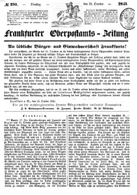 Frankfurter Ober-Post-Amts-Zeitung Dienstag 21. Oktober 1845