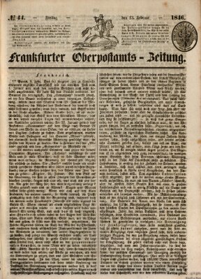 Frankfurter Ober-Post-Amts-Zeitung Freitag 13. Februar 1846
