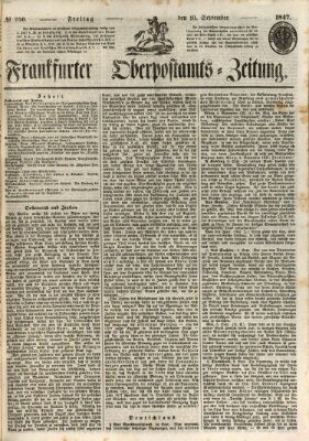 Frankfurter Ober-Post-Amts-Zeitung Freitag 10. September 1847
