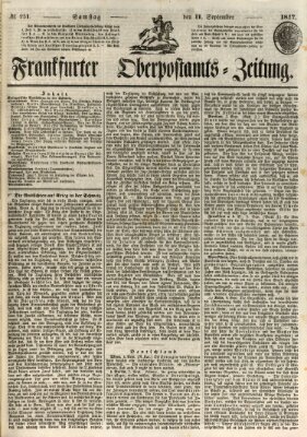 Frankfurter Ober-Post-Amts-Zeitung Samstag 11. September 1847