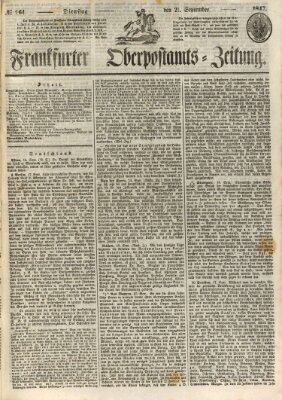 Frankfurter Ober-Post-Amts-Zeitung Dienstag 21. September 1847