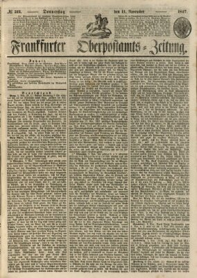 Frankfurter Ober-Post-Amts-Zeitung Donnerstag 11. November 1847