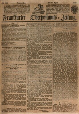 Frankfurter Ober-Post-Amts-Zeitung Donnerstag 13. April 1848