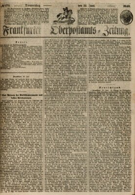 Frankfurter Ober-Post-Amts-Zeitung Donnerstag 22. Juni 1848
