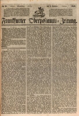 Frankfurter Ober-Post-Amts-Zeitung Samstag 3. Februar 1849