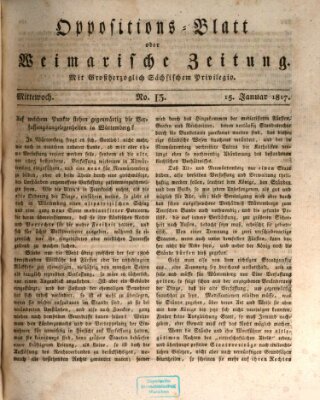 Oppositions-Blatt oder Weimarische Zeitung Mittwoch 15. Januar 1817