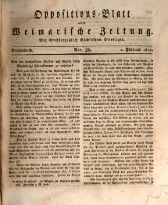 Oppositions-Blatt oder Weimarische Zeitung Samstag 1. Februar 1817