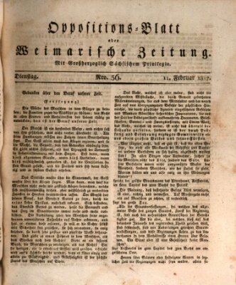 Oppositions-Blatt oder Weimarische Zeitung Dienstag 11. Februar 1817