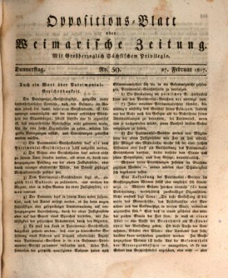 Oppositions-Blatt oder Weimarische Zeitung Donnerstag 27. Februar 1817